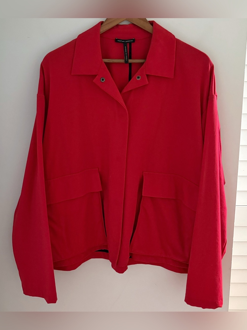 Sarah Pacini Red Wool Blend Chore Jacket XL